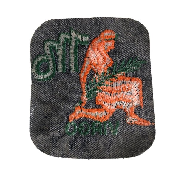 Vintage Rumper Stitcher Embroidered Iron On Patch Astrology Virgo Orange Denim - Picture 2 of 4